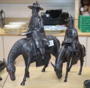 Two Chinese bronze groups of a sage riding a horse tallest 45cm