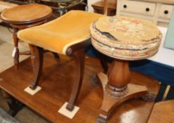 Two Victorian adjustable music stools and a dressing stool