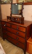 An early Victorian mahogany chest of five drawers together with a Victorian mahogany toilet mirror