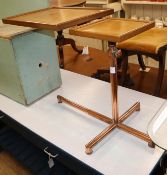 A French copper and fruitwood adjustable reading table, c.1920 W.83cm