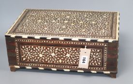 An ivory inlaid hardwood toilet box length 40cm