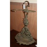 A Victorian style cast brass stick and umbrella stand H.67cm