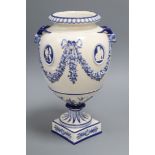 A 19th century Wedgwood Queen's ware neo-classical vase, lid lacking height 31cm