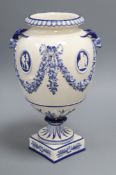 A 19th century Wedgwood Queen's ware neo-classical vase, lid lacking height 31cm