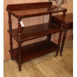 A late Victorian mahogany three tier buffet W.91cm