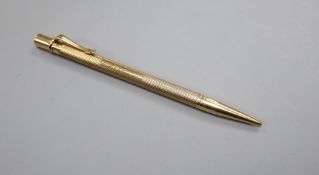 A late 1930's engine turned 9ct. gold pencil by Sampson Mordan & Co.