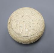 A Chinese carved ivory circular 'dragon' box, early 20th century height 4cm