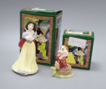 A Royal Doulton set of Snow White and The Seven Dwarves: Snow White, Bashful, Sneezy, Grumpy, Dopey,