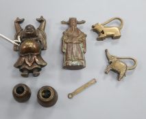 A Chinese Buddha, locks, etc.