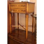 A George III style inlaid and banded mahogany two drawer side table W.48cm