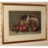 Louie Arun (?), watercolour, still life of roses in a basket, indistinctly signed and dated 1921, 44