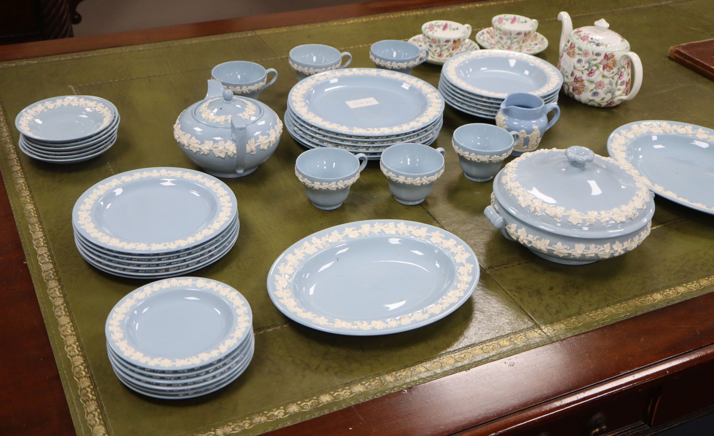 A Wedgwood part dinner service and Minton Haddon Hall part tea service