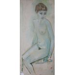 Alex Portner, oil on canvas, Seated female nude, initialled and dated 1966 verso, 116 x 56cm