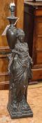 After Moier (?). A bronze figural lamp base, signed height 58cm excl. fittings