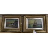 E.l. Watt, pair of oils on canvas, Coastal landscapes, signed, 19 x 29cm