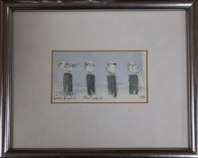 Hugh Casson, watercolour, Seagulls, Chioggia, initialled, 4.5 x 8.5cm