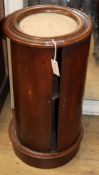 A Victorian mahogany marble top cylindrical pot cupboard H.71cm