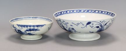 Two Liverpool creamware or pearlware bowls, late 18th century largest diameter 22cm