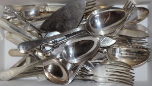 A quantity of mixed plated cutlery