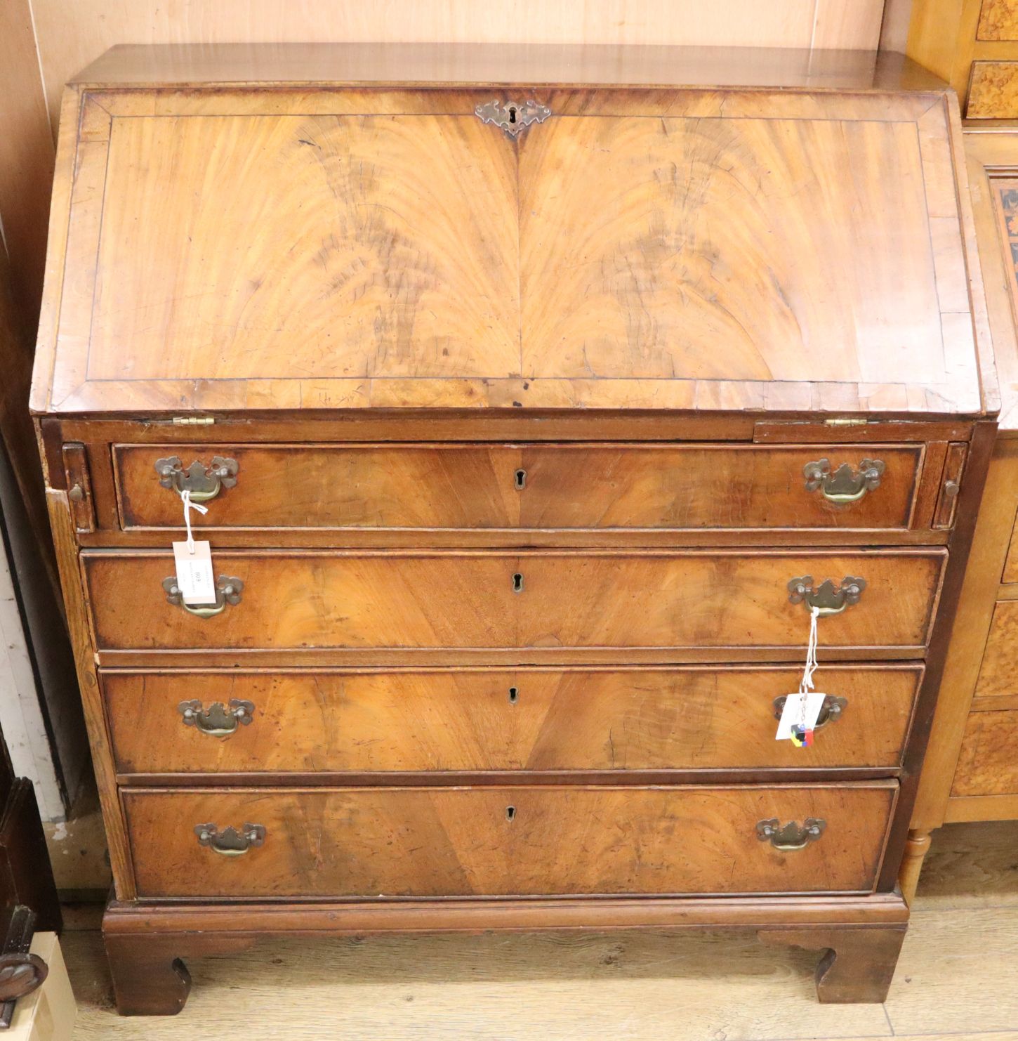 A George III mahogany bureau W.91cm