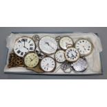 Eight assorted pocket watches including goliath, silver fob watch, Gre Roskopf patent, 800