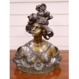 After Aurili Printemps. A bronzed bust of a lady, signed height 40cm