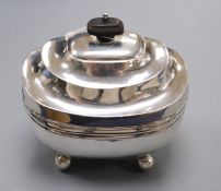 A late Victorian silver rounded rectangular tea caddy, Thomas Bradbury & Sons, London, 1899,