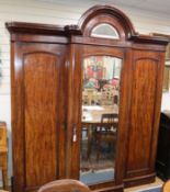 A Victorian mahogany breakfront wardrobe W.208cm