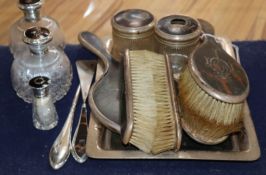 Twelve silver and tortoiseshell dressing table items, including Horton & Allday, Birmingham, 1922/