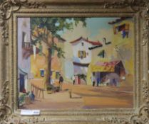 Attributed to Cecil Rochfort D'Oyly John, oil on canvas, Mediterreanean town square, 40 x 49cm