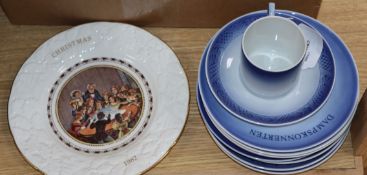 Five Spode hand-painted 'Game Birds' plates (boxed) and a collection of Christmas and other