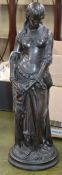 After Boisseau. A large cold cast resin bronzed figure of a maiden, indistinctly signed height 56cm