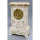 A 19th century French alabaster cased eight day mantel clock height 38cm