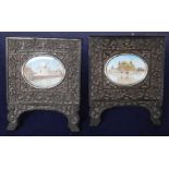 19th century Indian School, pair of oils on ivory, miniatures of The Taj Mahal and The Golden