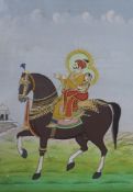 Indian School, two gouaches, Noblemen riding a horse and Women in a garden, largest 45 x 33cm,