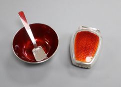 A Danish silver and enamel salt and pepper