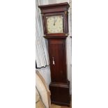 An early 19th century oak thirty hour longcase clock marked Mackellow of Guildford H.196cm