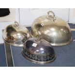 Two graduated Victorian plated meat dish covers, and one other