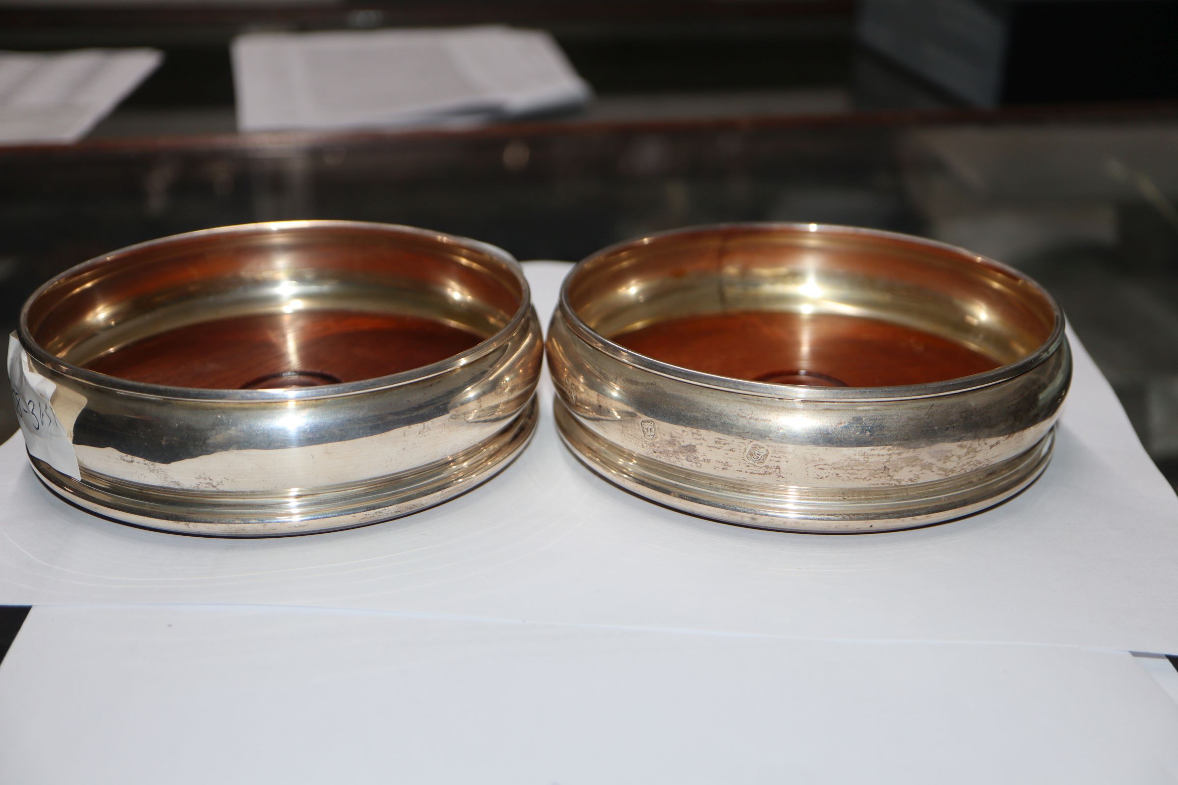 Two pairs of modern silver wine coasters, largest 13.2cm. - Image 6 of 6