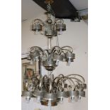 A 1960's multi branch three tier ceiling chandelier