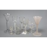 Four 19th century air and cotton twist cordial glasses and four others tallest 17cm