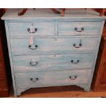 An early 20th century painted chest of drawers W.104cm