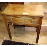 A 19th century fruitwood side table, fitted one long drawer W.69cm