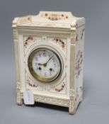A porcelain mantel clock height 30cm