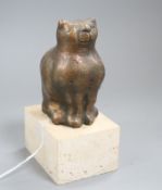 Oreste Dequel. A bronze of a cat, signed, 3/6 height 16cm