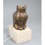 Oreste Dequel. A bronze of a cat, signed, 3/6 height 16cm