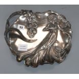 A WMF Art Nouveau pewter tray, no. 290, decorated with a maiden length 33cm