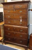 A late 18th century oak chest on chest W.96cm