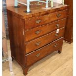 A late George III banded oak chest, fitted four long drawers W.92cm