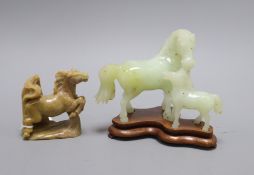 Two soapstone / bowenite carvings of horses